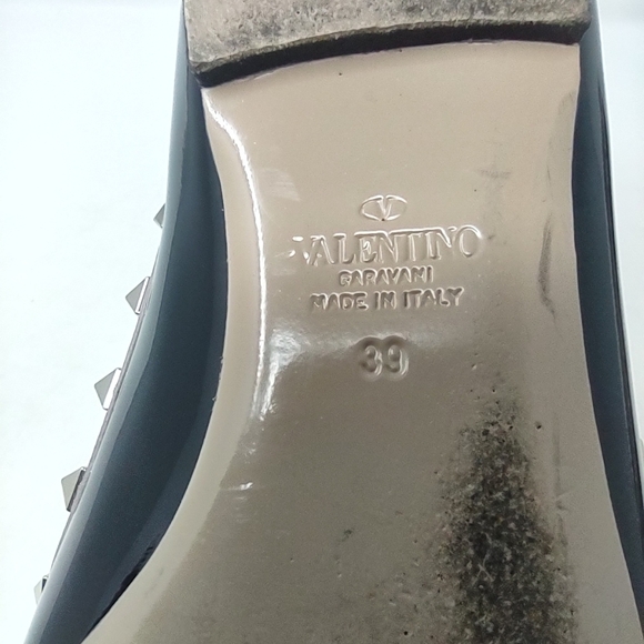 Valentino Garavani Size 39 Rockstud ballet flats ballerinas black patent - Picture 10 of 11